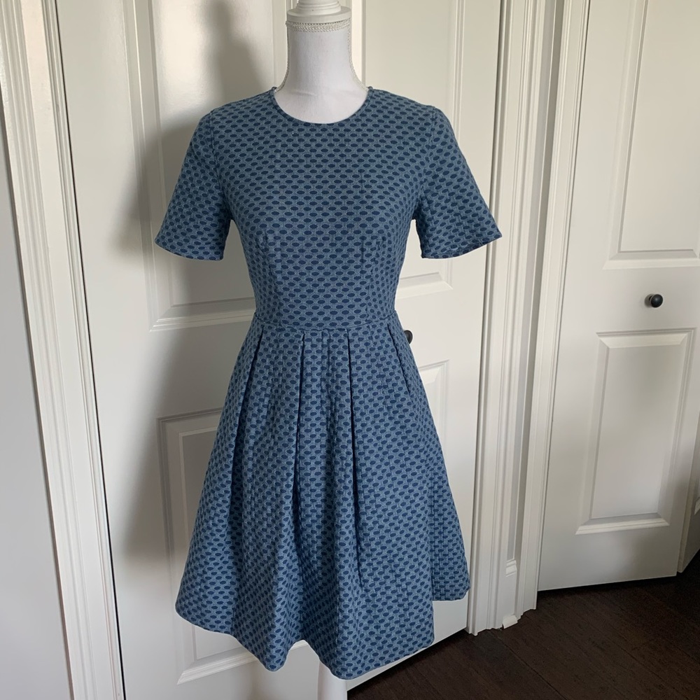 Blue polka dot a line dress by H&M